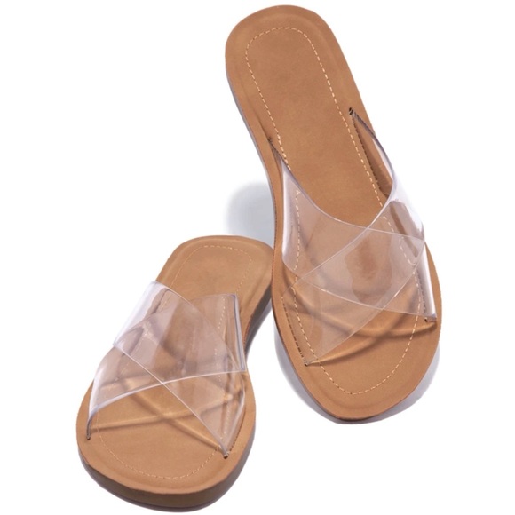 Clear Criss Cross Strap Sandals - Picture 3 of 7